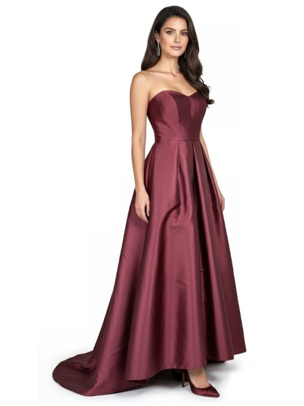 Alfred Sung Burgundy Strapless High/Low Ballgown, Womens Size 6